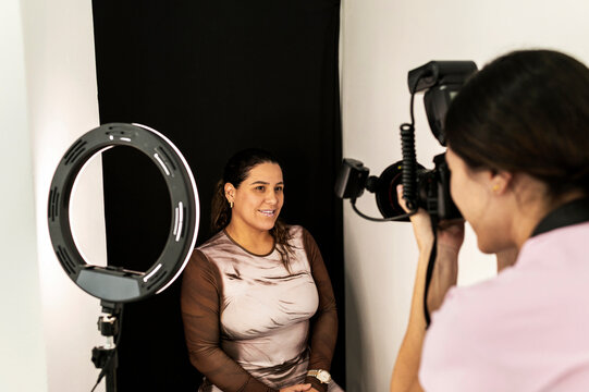 Patient photography session in dental clinic