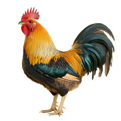 Fototapeta premium Colorful rooster standing proudly on farm