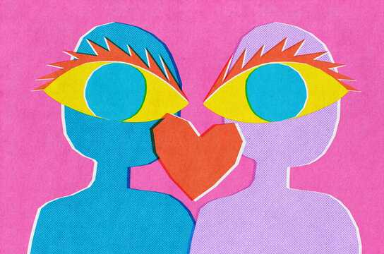 Lovers couple heart kiss - Powered by Adobe