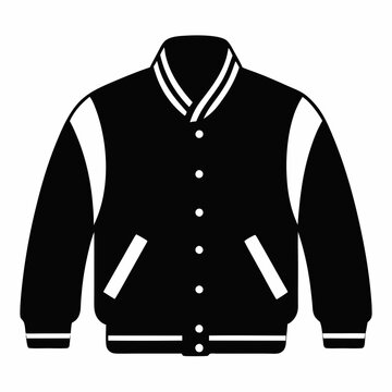 black varsity jacket with white details clip art preview