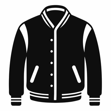 black varsity jacket with white details clip art preview