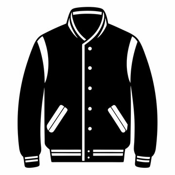 black varsity jacket with white details clip art preview