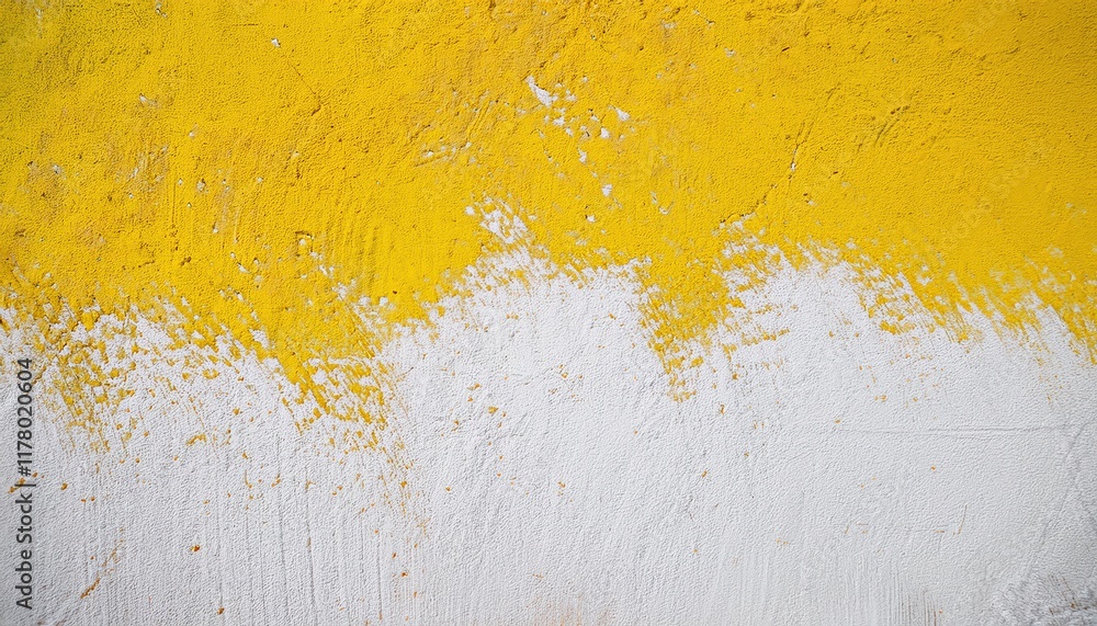 Poster textured wall with vibrant yellow and white paint blending in abstract brushstroke patterns, symboli