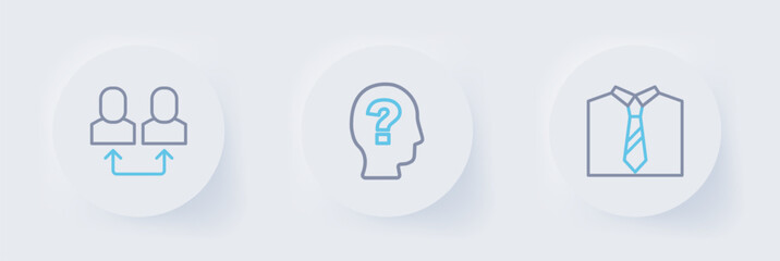 Set line Tie, Worker and Exchange work icon. Vector