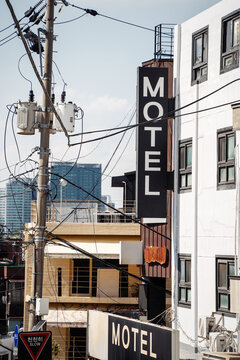 Building with Motel sign in Seoul