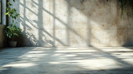 Fototapeta premium A potted plant sitting on a concrete floor, suitable for office or home decor