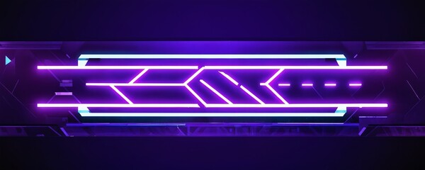 Neon light display featuring vibrant purple and blue colors at a futuristic venue during the evening hours