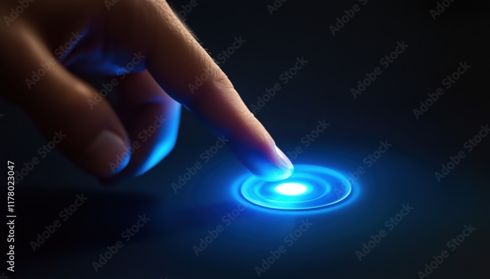 Poster businessman engaged in technology by pressing buttons on virtual screens in the internet environment