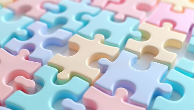 Pastel Puzzle Pieces Interlocking