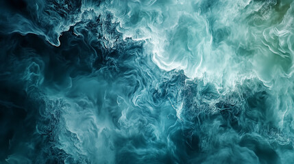 Naklejka premium Abstract teal and white swirling smoke pattern