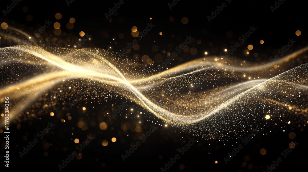 Poster light lines motion effect. abstract white waves with blur, sparkles and bokeh. luxury bright curve l