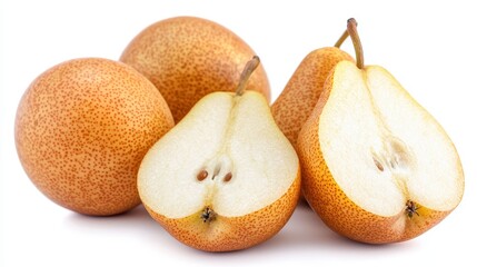 Fototapeta premium A whole pear with a smooth skin on a white isolated background