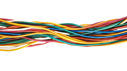 Electrical wiring close-up, isolated on transparent background