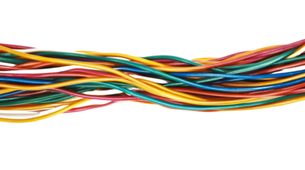 Electrical wiring close-up, isolated on transparent background
