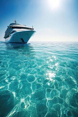 Fototapeta premium A large white boat floating on calm ocean waters