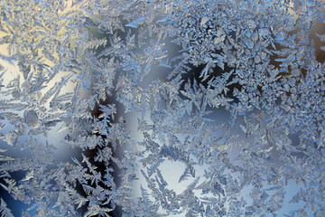 Abstract frosty pattern on glass, background texture