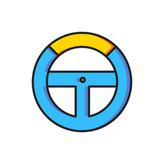 Color Steering wheel icon isolated on white background. Car wheel icon. Flat filled outline style with shadow. Vector
