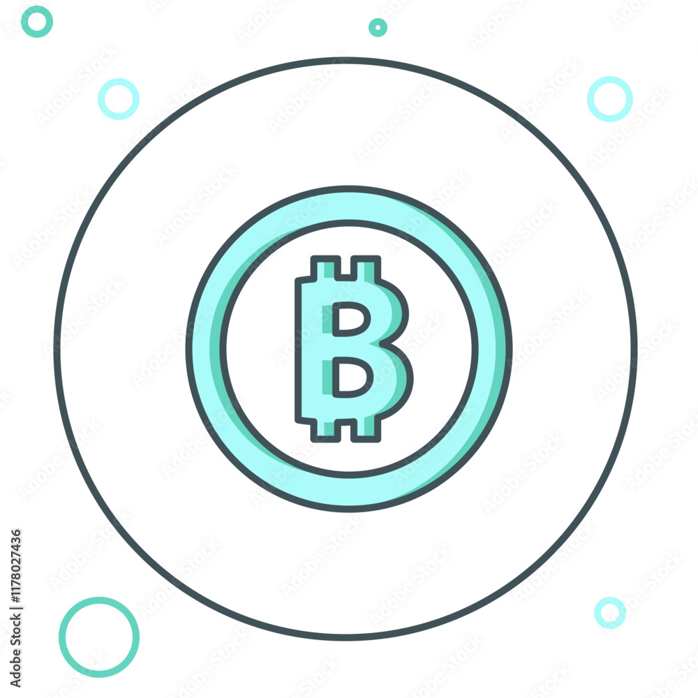 Aufkleber line cryptocurrency coin bitcoin icon isolated on white background. physical bit coin. blockchain ba