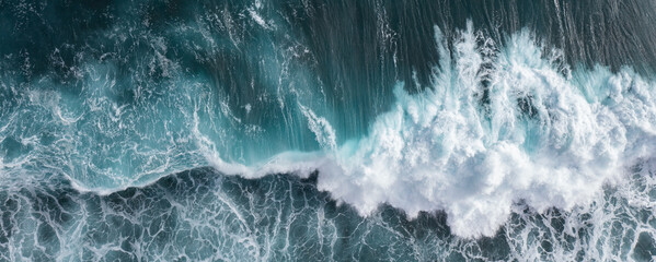 Top view dark blue sea water wave Big wave in black sea Top-down form aerial view Drone high...