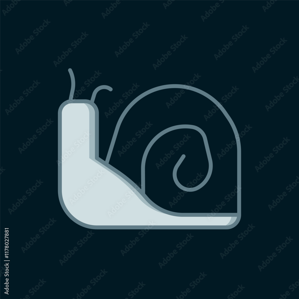Poster line snail icon isolated on black background. flat filled outline style with shadow. vector
