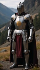 Fototapeta premium Detailed knight image displays crypto-themed protective warrior symbolizing security for digital assets