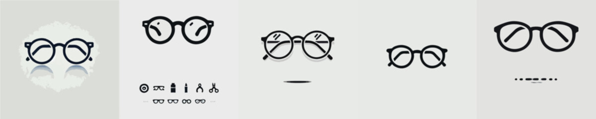 vector set of glasses silhouettes