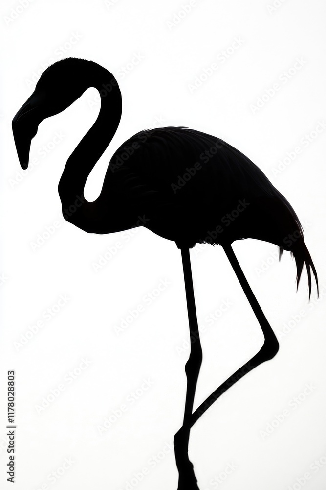 Aufkleber a simple yet striking image of a flamingo's silhouette against a white background, great for using a