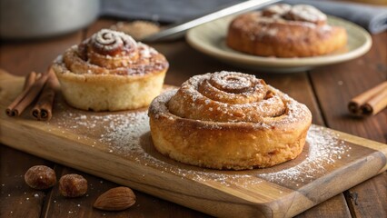 Delicious beavertail pastry topped with cinnamon and sugar on a wooden tray