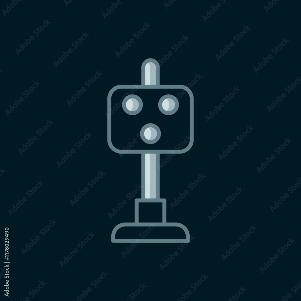 Poster line train traffic light icon isolated on black background. traffic lights for the railway to regula
