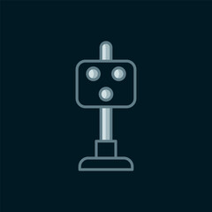 Line Train traffic light icon isolated on black background. Traffic lights for the railway to regulate the movement of trains. Flat filled outline style with shadow. Vector