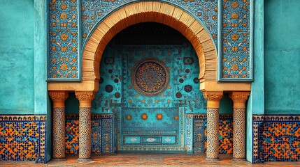 Ornate Archway with Intricate Mosaic Tilework