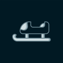 Line Sled icon isolated on black background. Winter mode of transport. Flat filled outline style with shadow. Vector