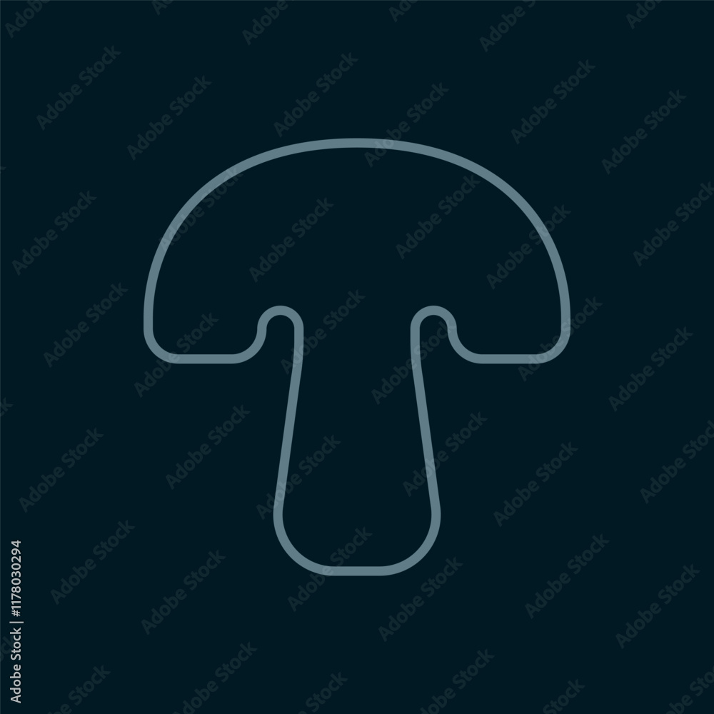 Poster line mushroom icon isolated on black background. flat filled outline style with shadow. vector