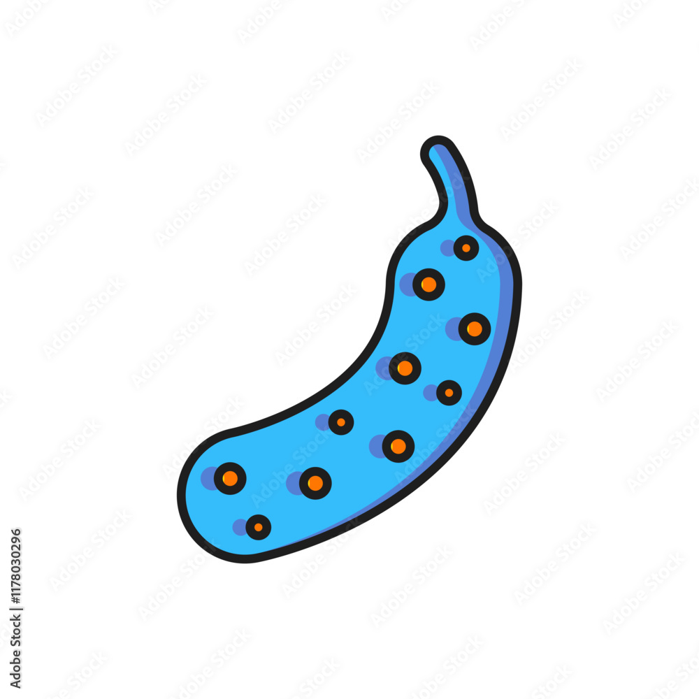 Poster color fresh cucumber icon isolated on white background. flat filled outline style with shadow. vecto