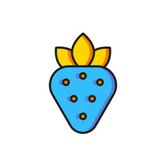 Color Strawberry icon isolated on white background. Flat filled outline style with shadow. Vector