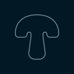 Line Mushroom icon isolated on black background. Flat filled outline style with shadow. Vector