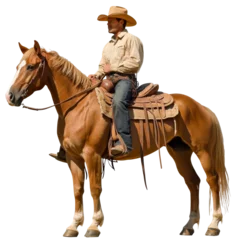 Fototapete Rund Cowboy riding a horse in the open countryside © Maestro