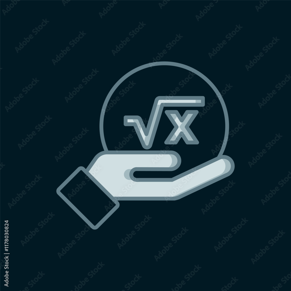 Aufkleber line square root of x glyph icon isolated on black background. mathematical expression. flat filled 