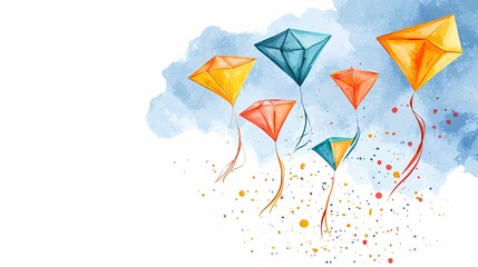 Diamond Kites Watercolor Painting 