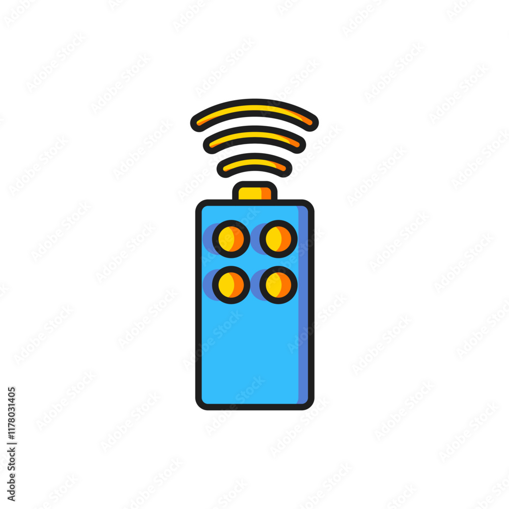 Poster color remote control for the camera icon isolated on white background. an auxiliary device that allo