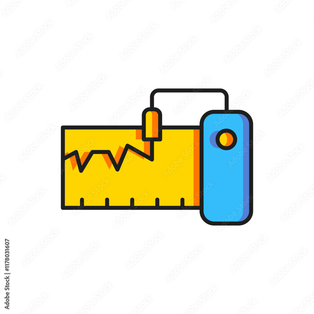 Poster color electrical measuring instrument icon isolated on white background. analog devices. measuring d