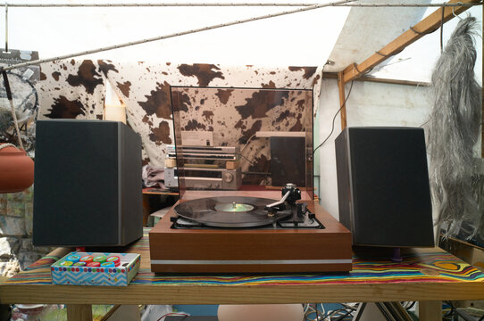 Vintage turntable for sale at Berlin Flea Market
