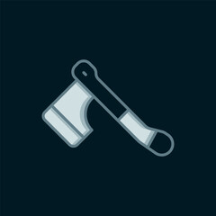 Line Wooden axe icon isolated on black background. Lumberjack axe. Happy Halloween party. Flat filled outline style with shadow. Vector