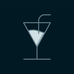 Line Cocktail icon isolated on black background. Flat filled outline style with shadow. Vector
