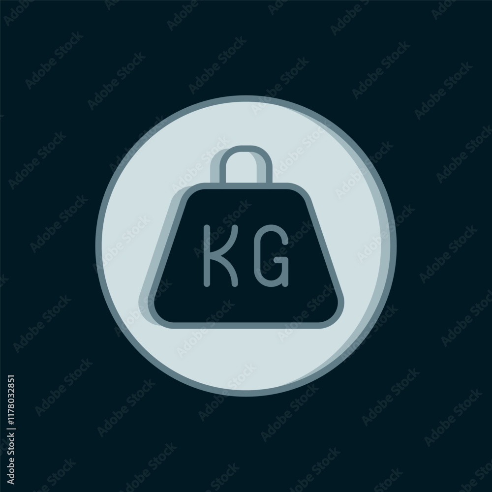 Poster line weight icon isolated on black background. kilogram weight block for weight lifting and scale. m