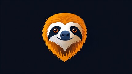 Fototapeta premium Smiling sloth face illustration against a dark background. A playful and minimalist design.