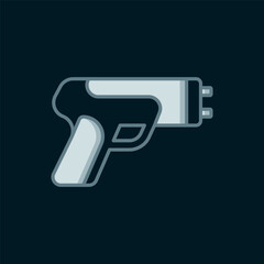 Fototapeta premium Line Police electric shocker icon isolated on black background. Shocker for protection. Taser is an electric weapon. Flat filled outline style with shadow. Vector