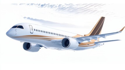 Sleek Modern Airplane Flying Through a Clear Blue Sky