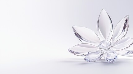 Elegant Transparent Crystal Flower Sculpture on a Minimalist Background