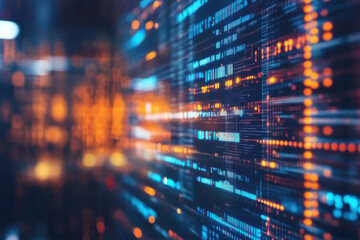 A digital representation of an identity verification system with glowing lines and icons on a futuristic interface.